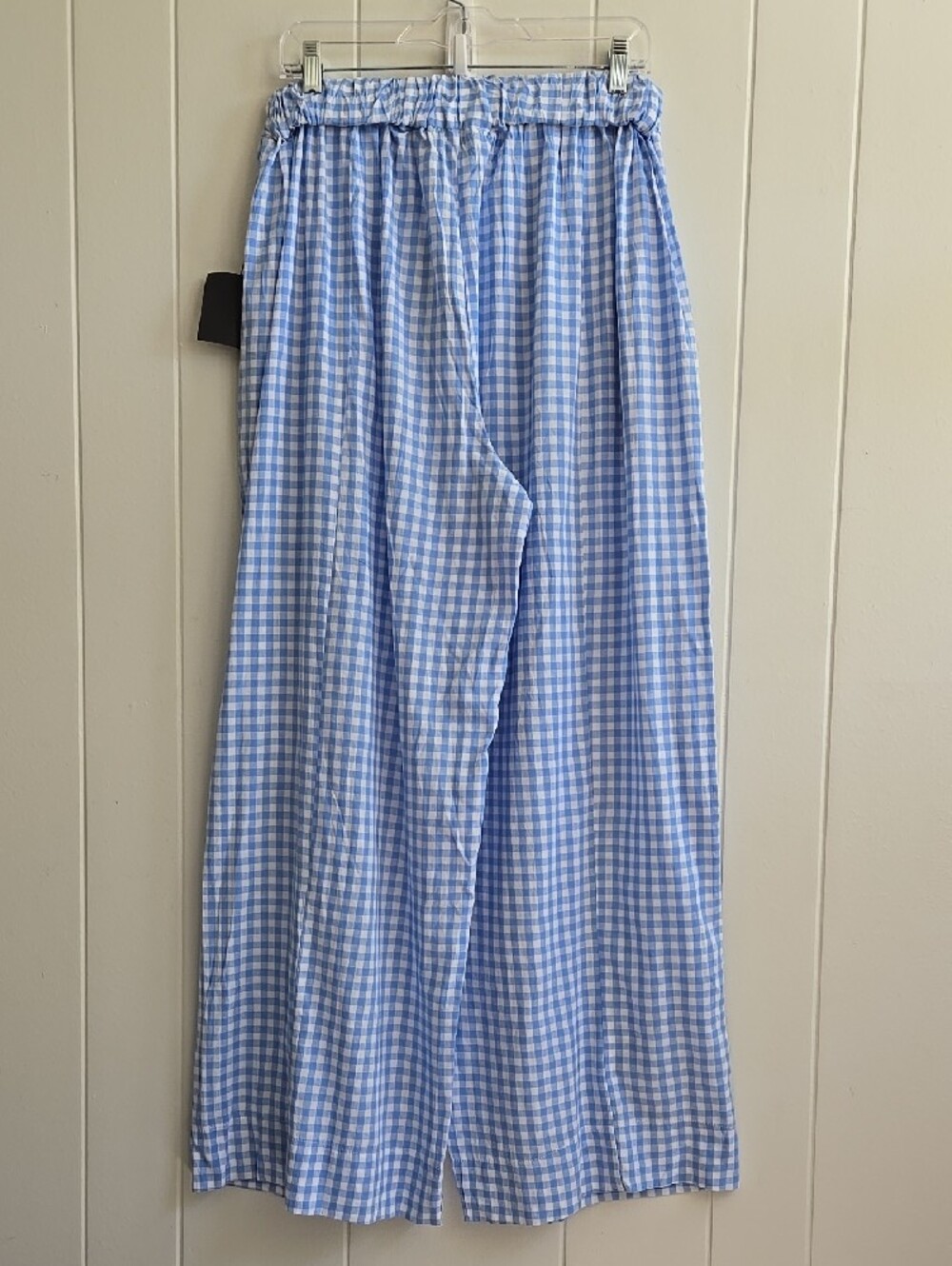 Lulus Delphine Blue and White Gingham Wide-Leg Pants Size L - Picture 8 of 11